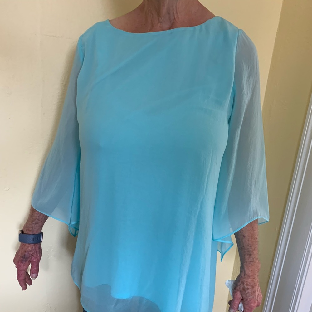 Chico’s blue polyester top size 1P NWT